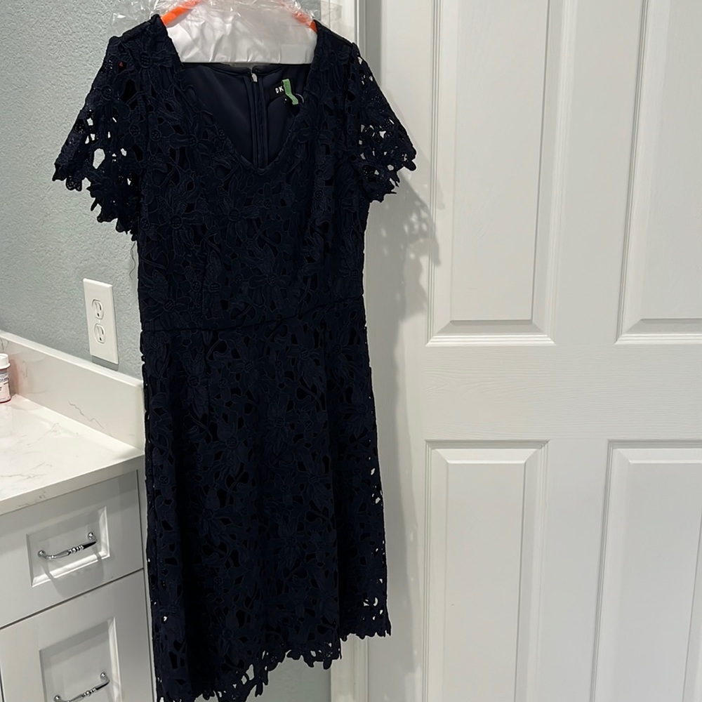 Dark navy lace cocktail dress